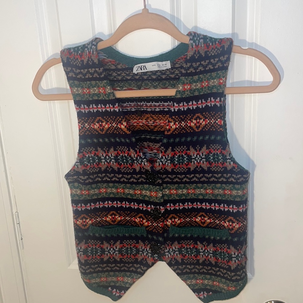 Zara Woven Vest Zara Wool Button-up Vest